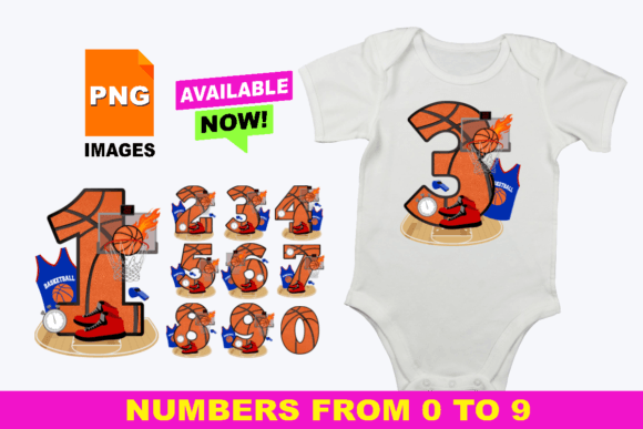 3D SVG Basketball Numbers 0-9 Clip Art Set PNG for Dynamic Branding & Marketing Visuals