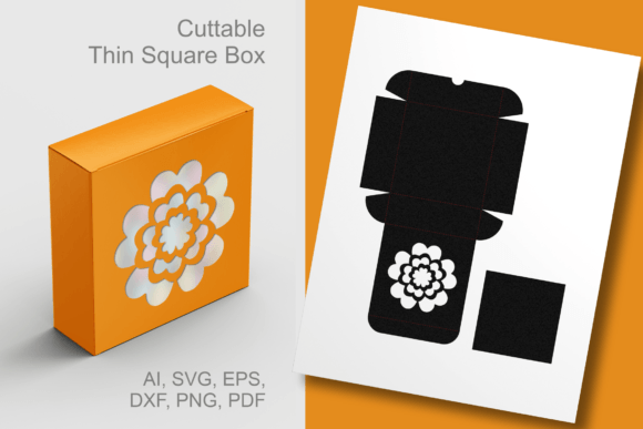 5 Petals Flower Thin Square Box Template – A 3D SVG Shape for Spring Crafts & Handmade Packaging