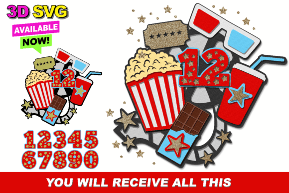 Cake Topper SVG Movie Night Party: A 3D SVG for Playful Branding and Social Visuals