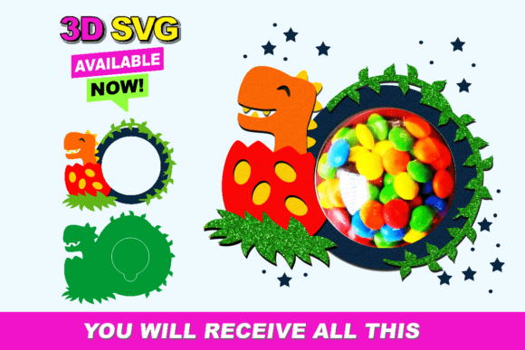 Candy Holder Dinosaur: A 3D SVG Design for Playful Branding and Packaging