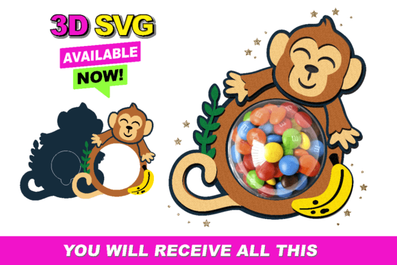 Candy Holder Monkey: A Playful 3D SVG for Embroidery Crafters