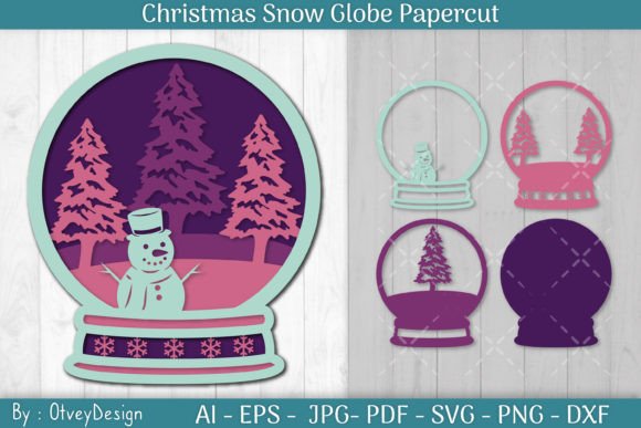 Christmas Snow Globe Papercut 3D SVG: Festive Branding for Local Businesses