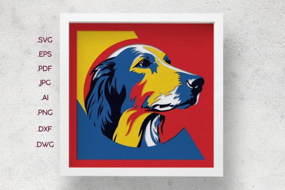 Colorful Dog Shadow Box SVG and 3D Paper