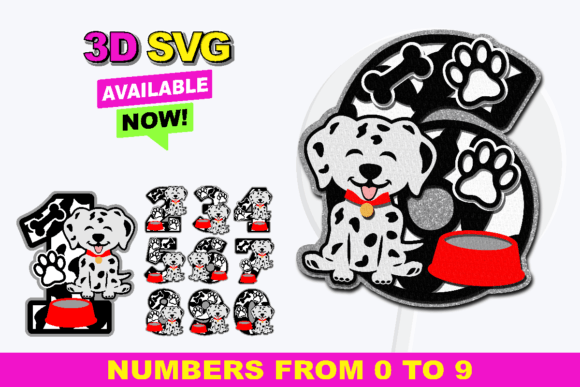 Dalmatian Numbers 3D SVG