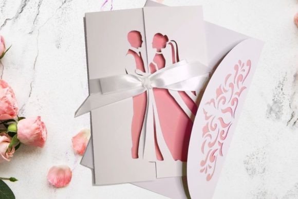 Elegant 3D SVG Wedding Card Design for Handmade Business