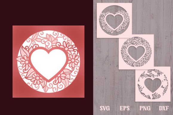 Floral Heart Shadow Box 3 SVG Layers: A 3D SVG Design for Elegant Handmade Crafts