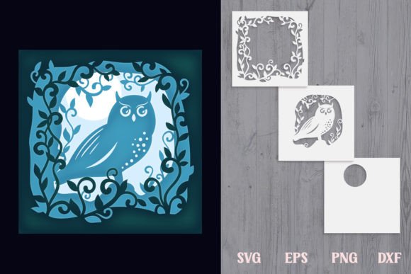 Forest Owl Shadow Box 3 SVG Layers: A 3D SVG for Enchanted Handmade Projects