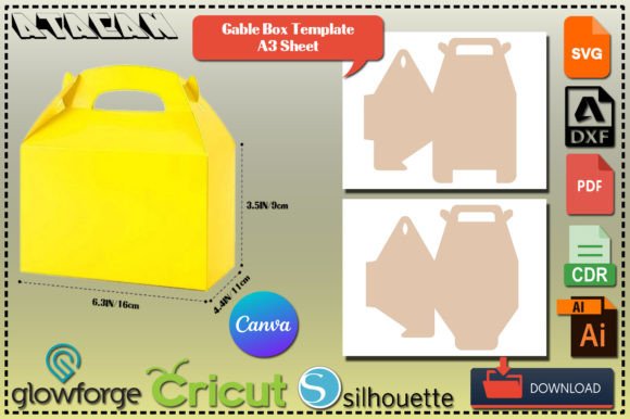 Gable Gift Box Template Kraft Box Cuts – A 3D SVG Design for Gift Boxes That Elevates Brand Presentation