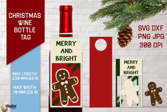 Gingerbread Man Christmas Wine Bottle 3D SVG Design