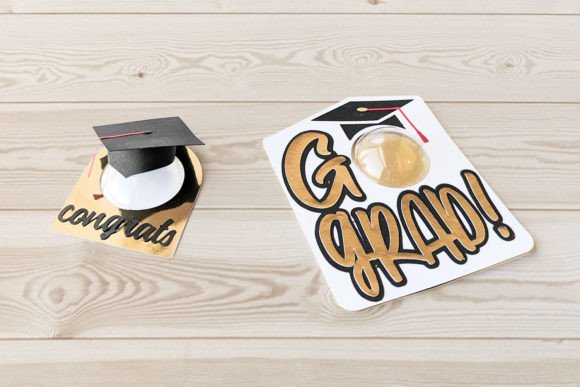 Grad Cap Candy Dome Holder 3D SVG Duo for Gift Boxes: Fresh Design for Celebratory Branding