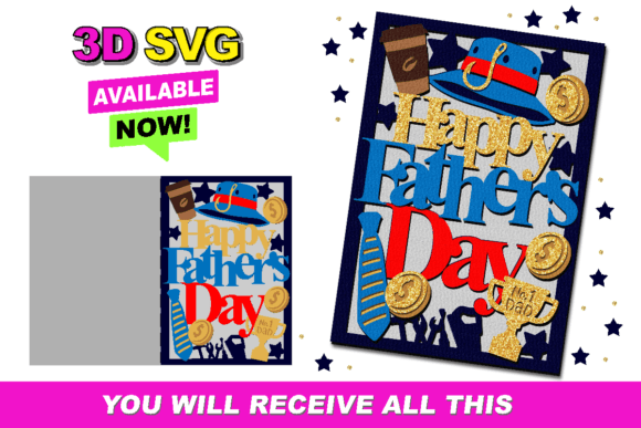 Happy Fathers Day Card: A 3D SVG Design for Seasonal Branding and Craft Projects
