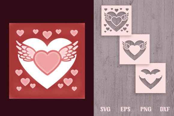 Heart with Wings Shadow Box 3 SVG Layers – A Magical 3D SVG for Crafters & Etsy Sellers