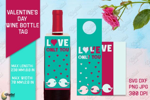 Love Only You SVG Wine Bottle Tag: 3D SVG Design for Elegant Branding