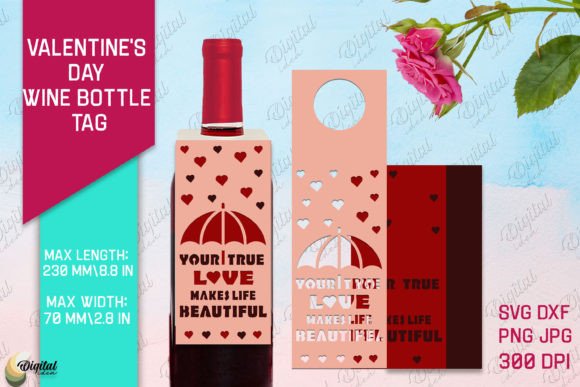 Love Quote SVG. Wine Bottle Tag Paper – A 3D SVG for Elegant Craft Shapes