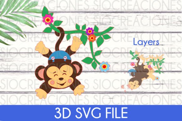 Monkey 3D SVG: Laser Cutting & Winter Christmas