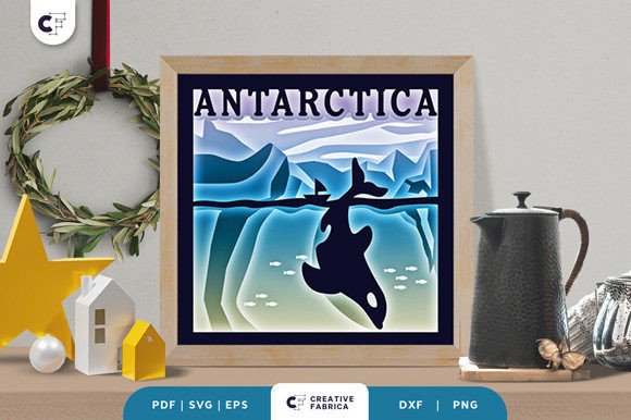 Orca in the Antarctic 3D SVG for Countries Branding
