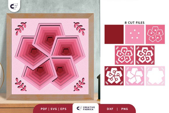 Pentagon Shape 3D Layered Paper Cut for Ornaments
