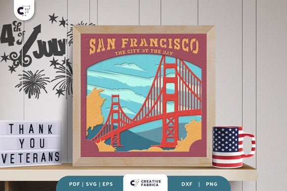 San Francisco City by the Bay 3D SVG Shadow Box for Content Publishers