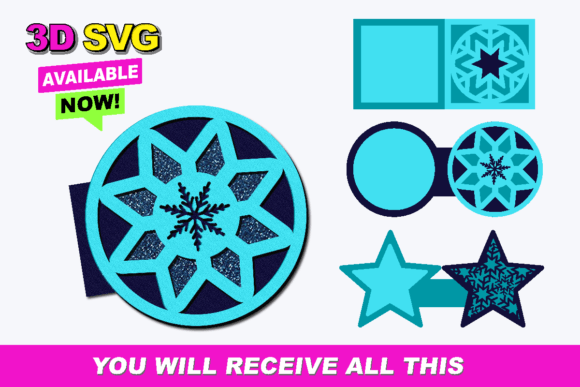 Snowflake Card 3D SVG: Premium Shapes for Branding