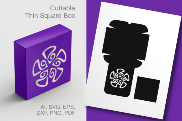 Swirl Twirl Thin Square Box Template: A 3D SVG Design for Elegant Brand Packaging and Visual Marketing