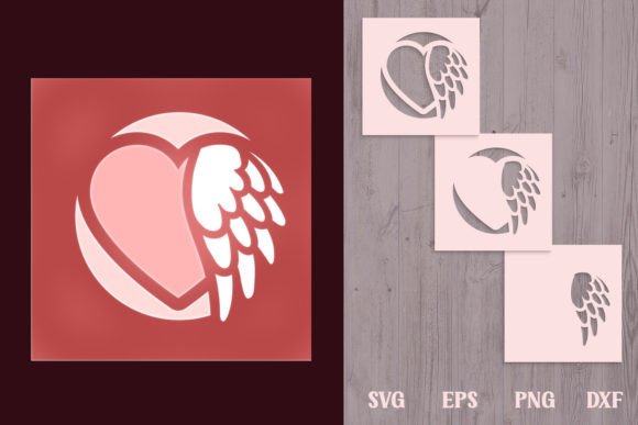 Winged Heart Shadow Box 3 SVG Layers: A 3D SVG Design for Romantic, Magical Craft Projects