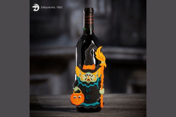 Witch Wine Bottle Wrap: A 3D SVG Halloween Design for Content Publishers